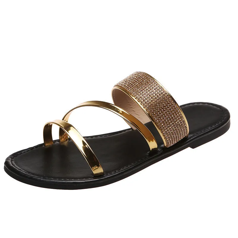 2024 fashion rhinestone outdoor summer breathable rhinestone leisure women sandals