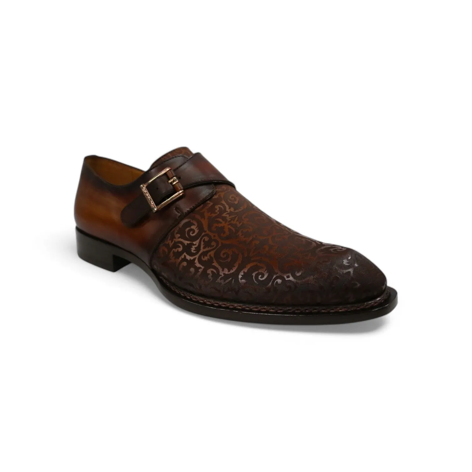 Ambrogio by Mezlan Men's Shoes Cognac Rust Calf-Skin Leather Single Monk-Strap Loafers (AMZ1014)