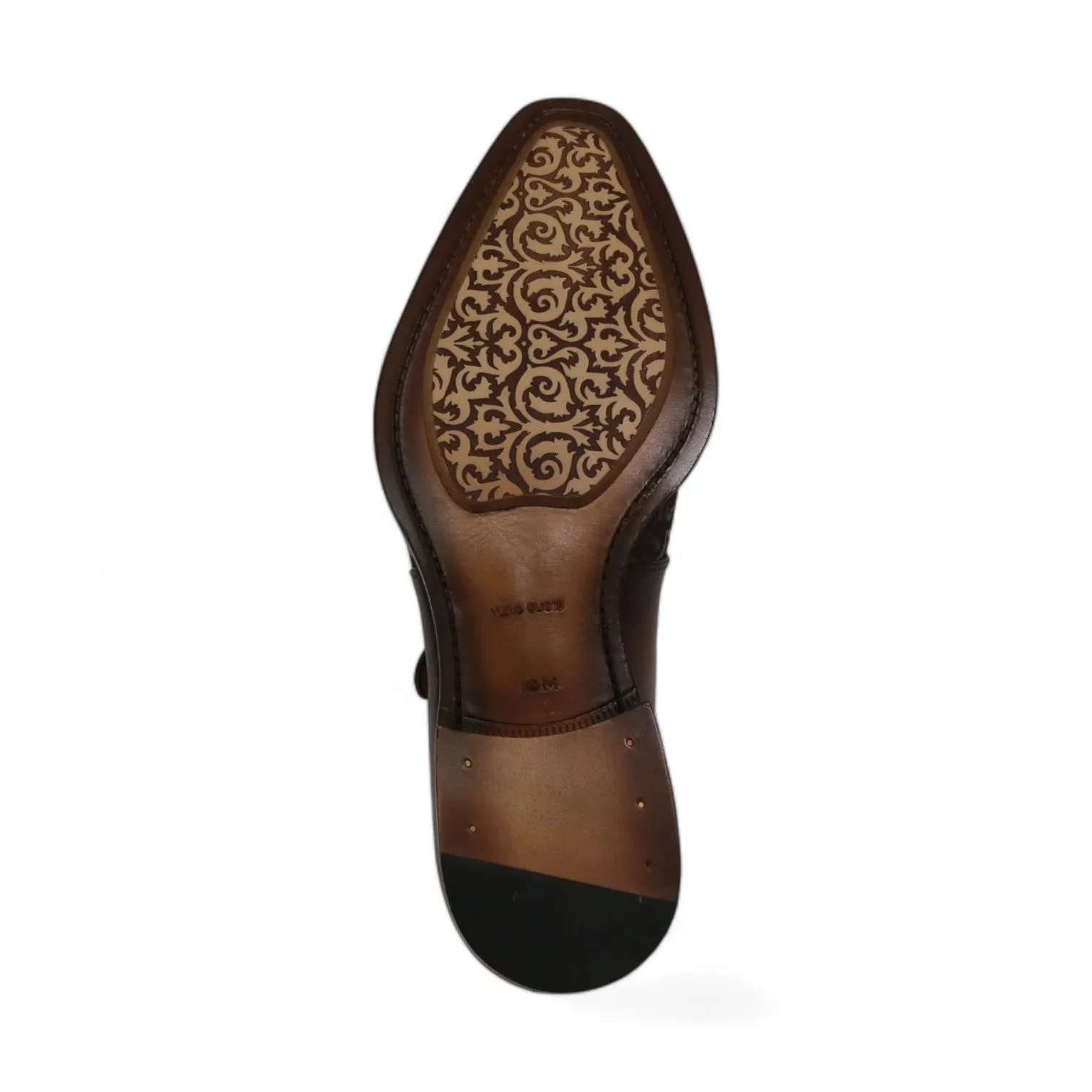 Ambrogio by Mezlan Men's Shoes Cognac Rust Calf-Skin Leather Single Monk-Strap Loafers (AMZ1014)