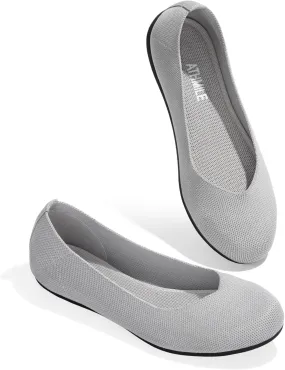 ATHMILE Women's Flat Ballet Shoes Knit Flat Shoes for Women Round Toe Slip on Women Flats for Dressy Casual Office Work Wedding Comfort Soft