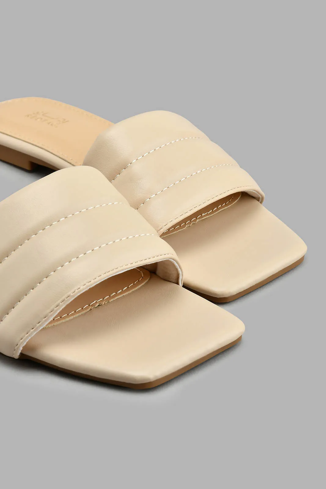 Beige Stitched Mule