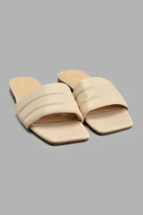 Beige Stitched Mule