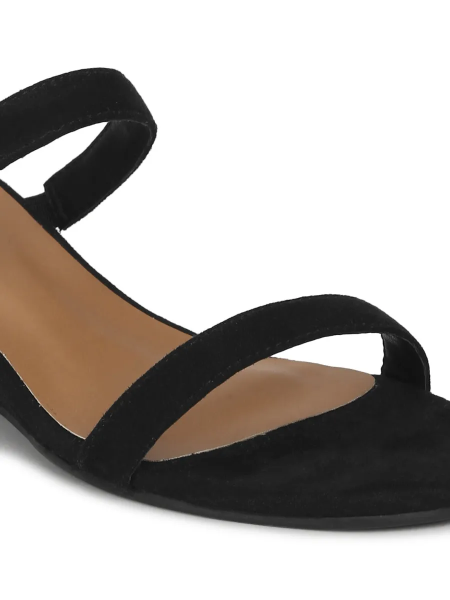 Black Suede Mules With Slim Straps