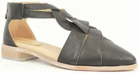 Black Woven Braided Strappy Cut-Out Flats