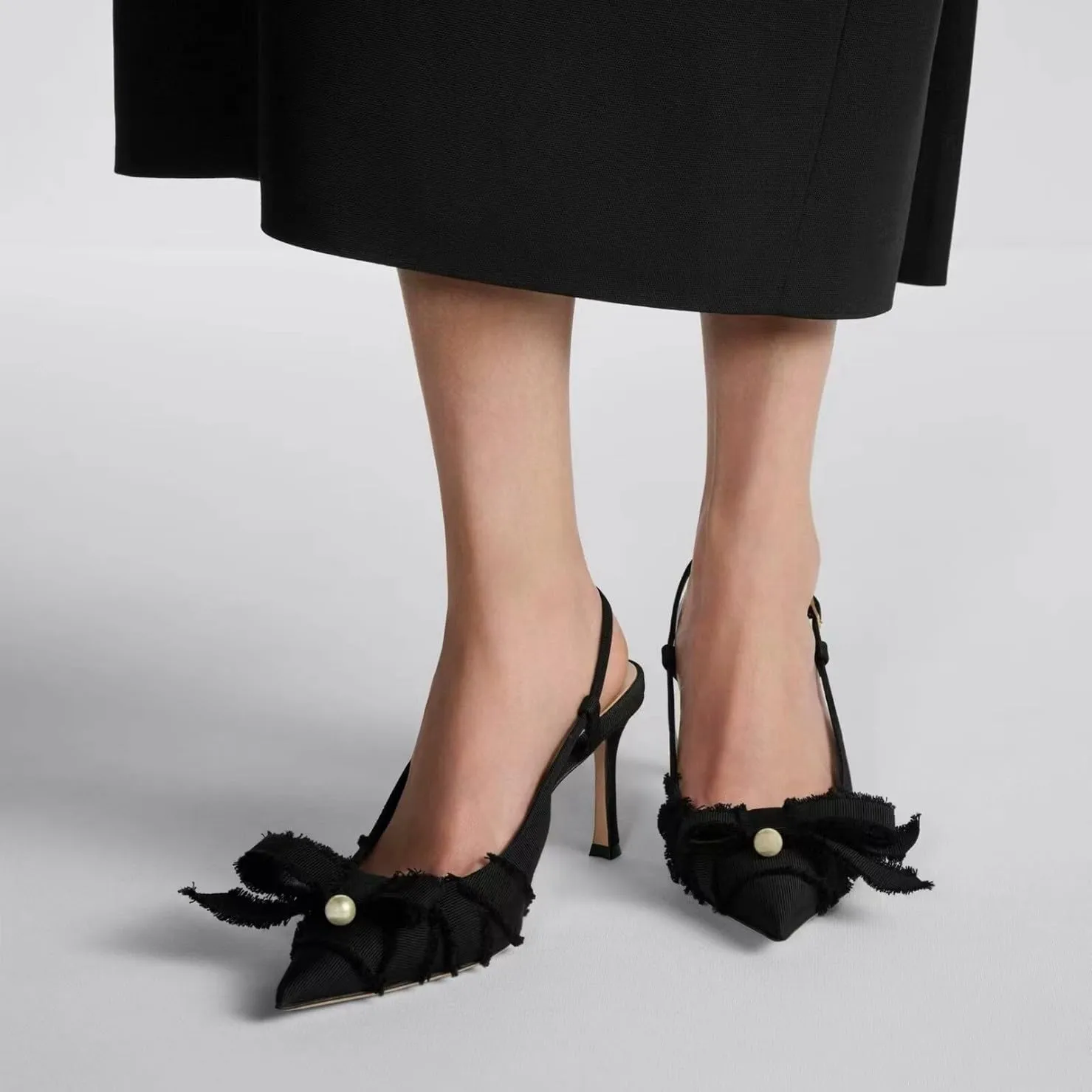 Bow Slingback Heels for Women Closed Toe Elegant 3.5 in Kitten Heels Pumps Heeled Sandals Stiletto Women's Pumps Pointed Toe Dress Shoes
