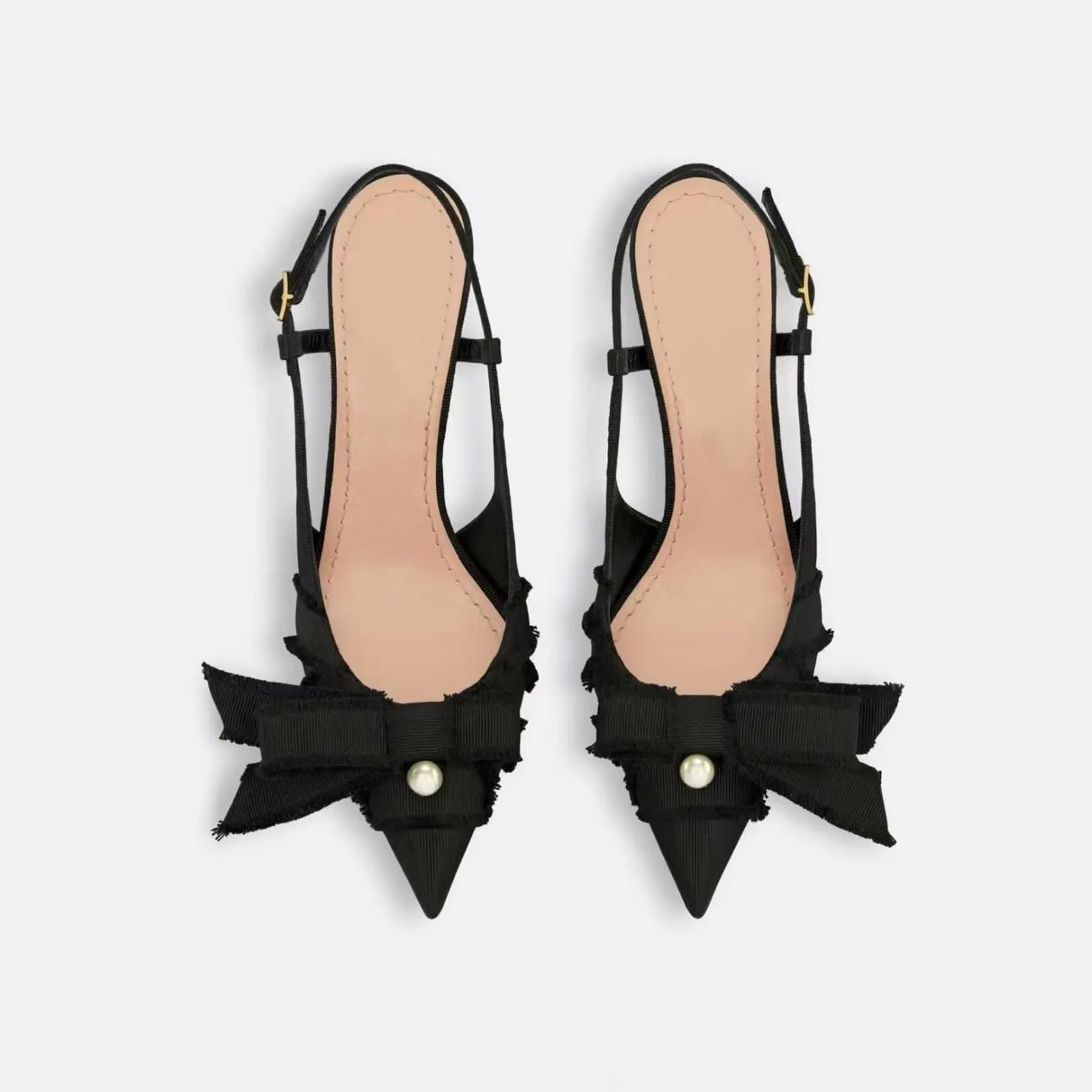 Bow Slingback Heels for Women Closed Toe Elegant 3.5 in Kitten Heels Pumps Heeled Sandals Stiletto Women's Pumps Pointed Toe Dress Shoes