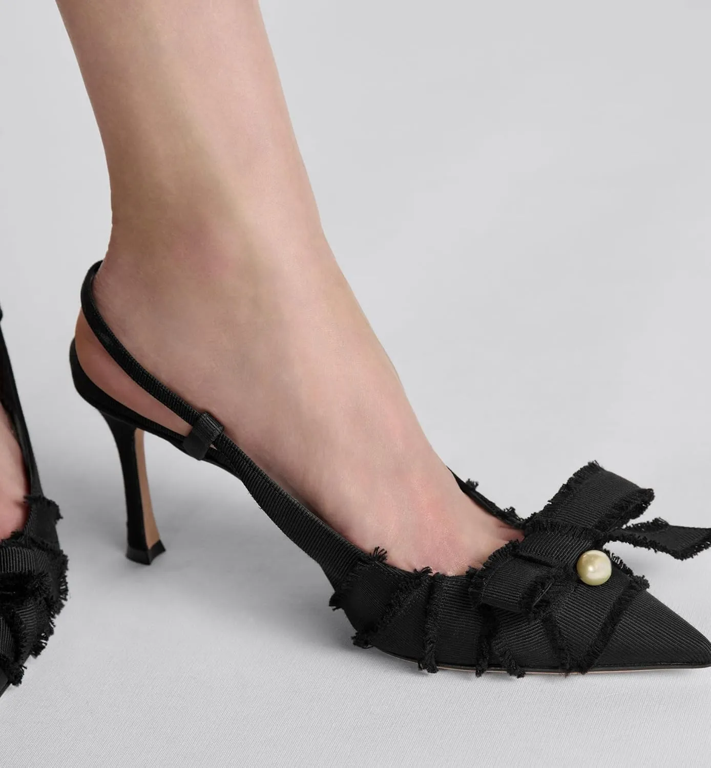 Bow Slingback Heels for Women Closed Toe Elegant 3.5 in Kitten Heels Pumps Heeled Sandals Stiletto Women's Pumps Pointed Toe Dress Shoes