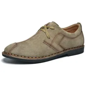British Style Stiching Soft Lace Up Round Toe Casual Shoes For Men