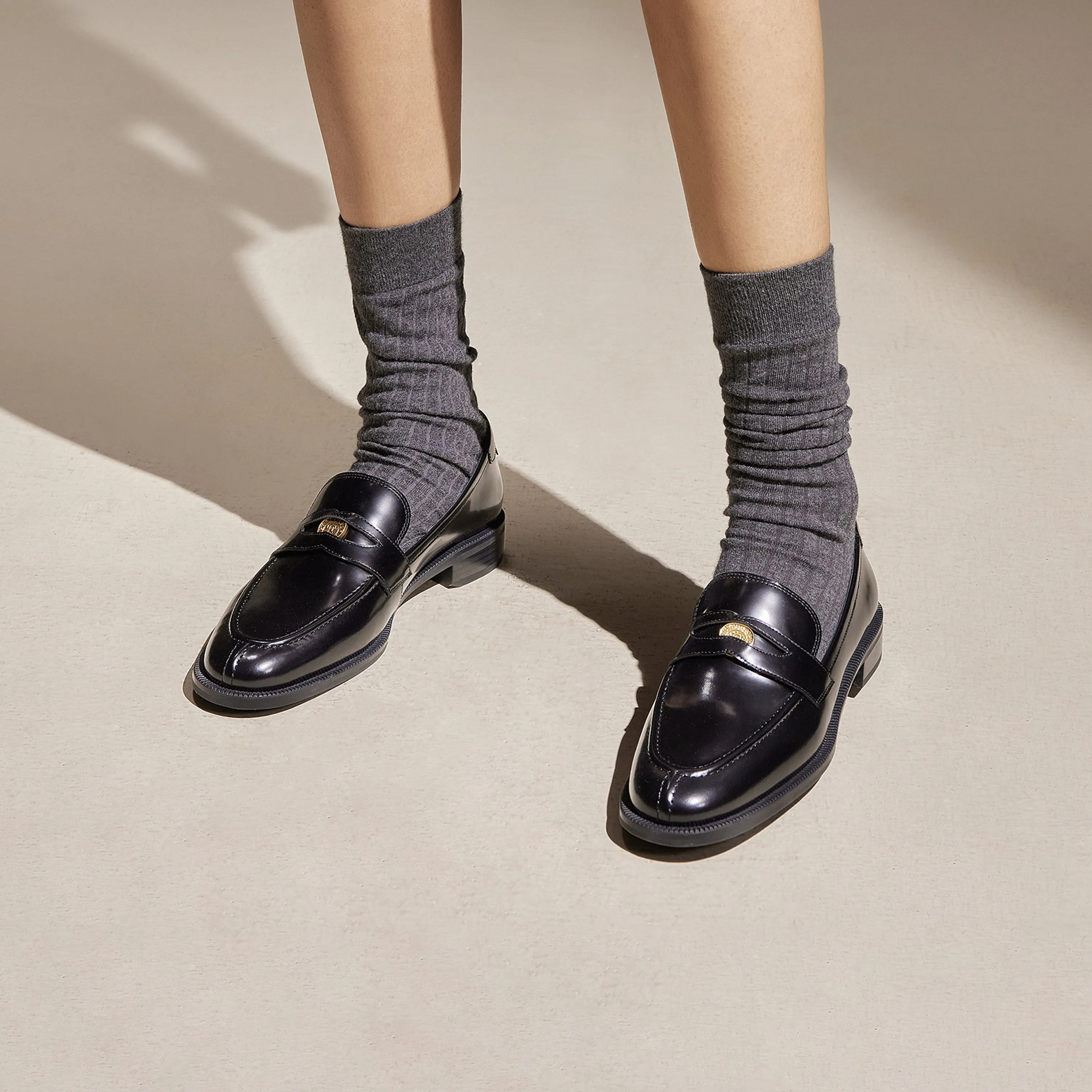 Brown Signature Golden Leaf Penny Loafers