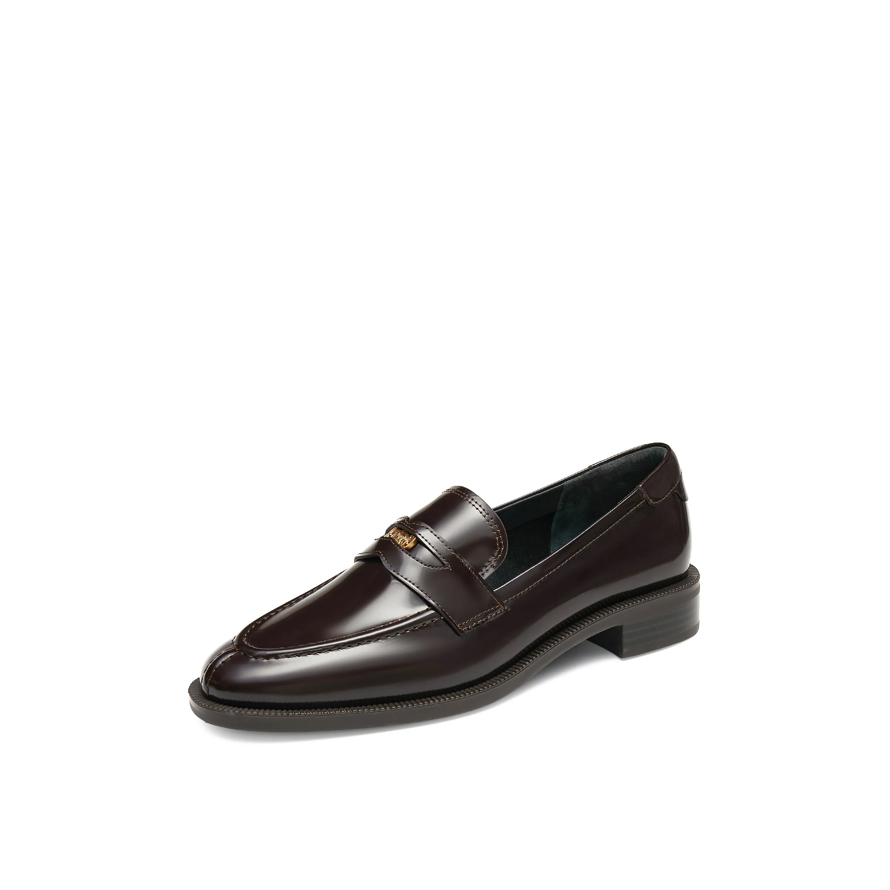 Brown Signature Golden Leaf Penny Loafers