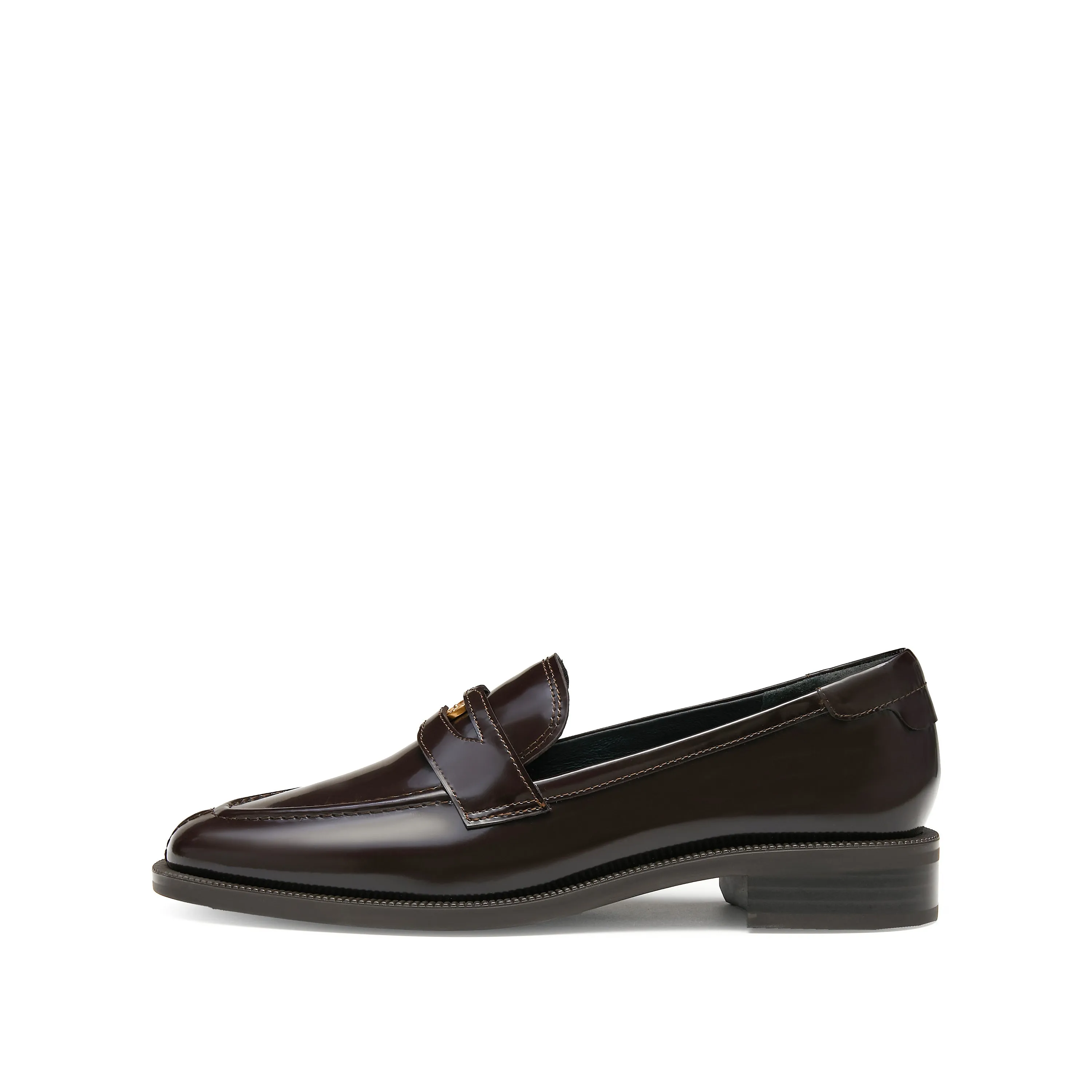 Brown Signature Golden Leaf Penny Loafers