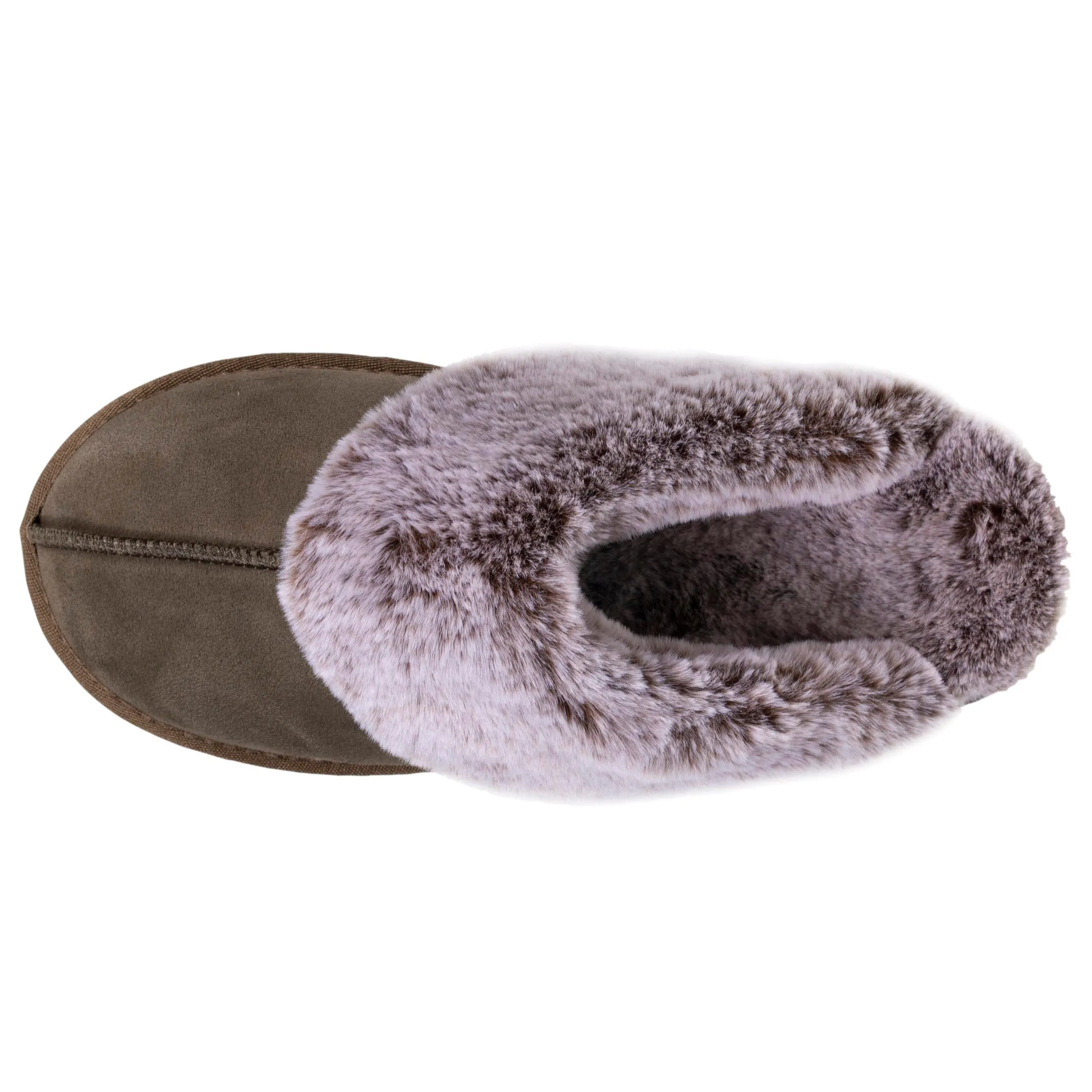 Chaussons mules en cuir Femme Kaki