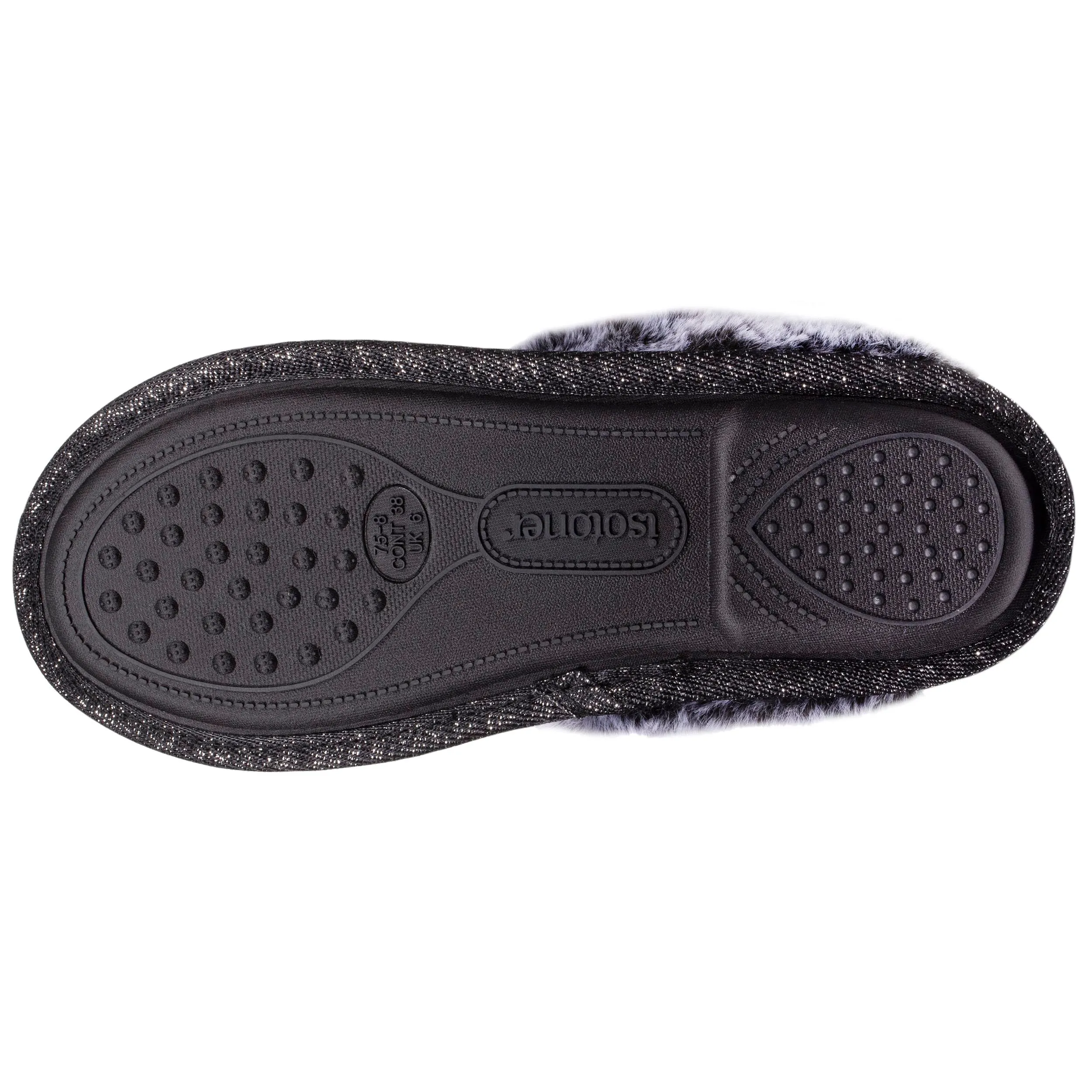 Chaussons mules plates Femme Gris dessin