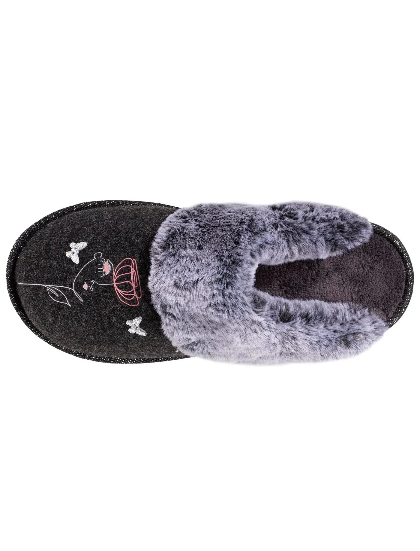 Chaussons mules plates Femme Gris dessin