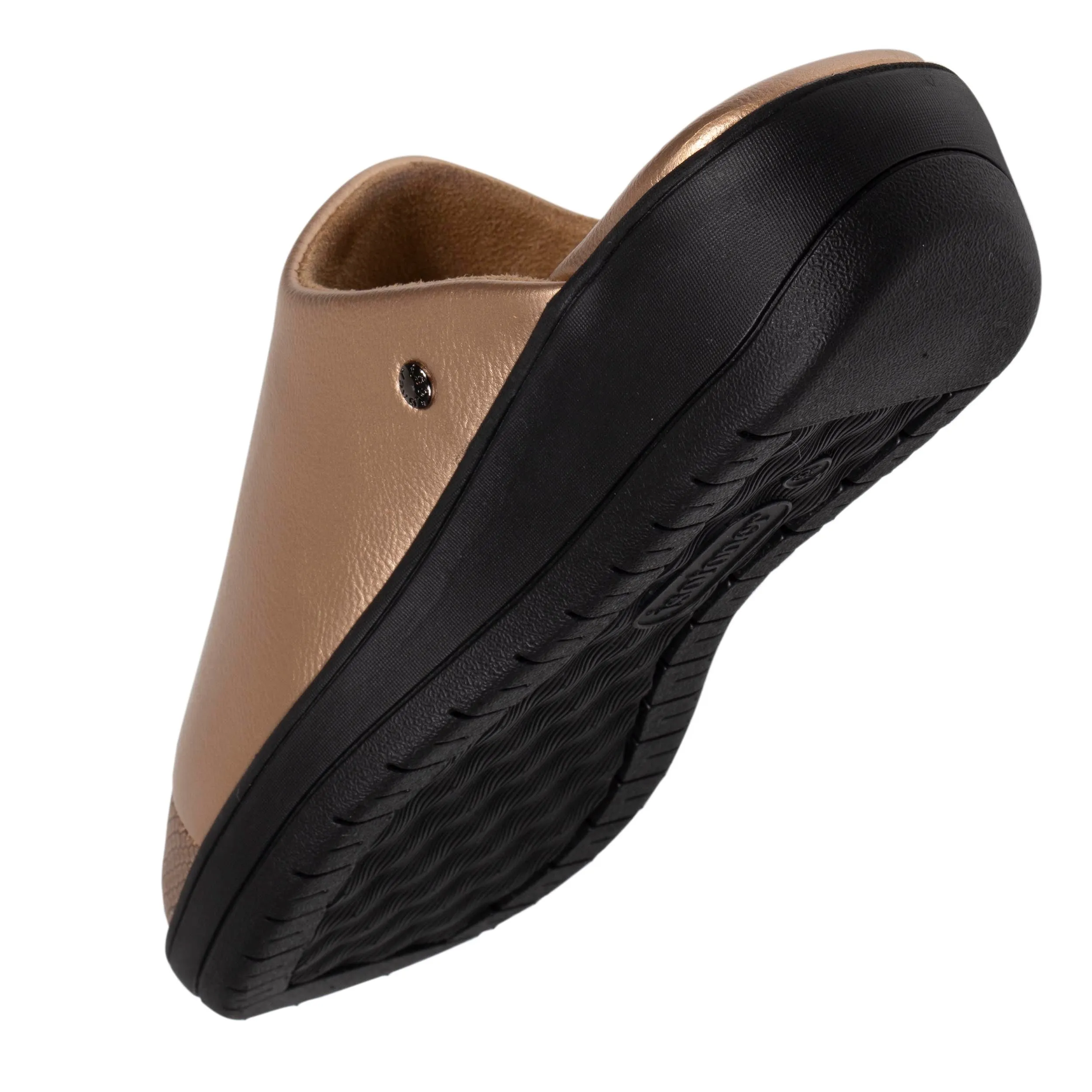 Chaussons mules talon Femme Doré