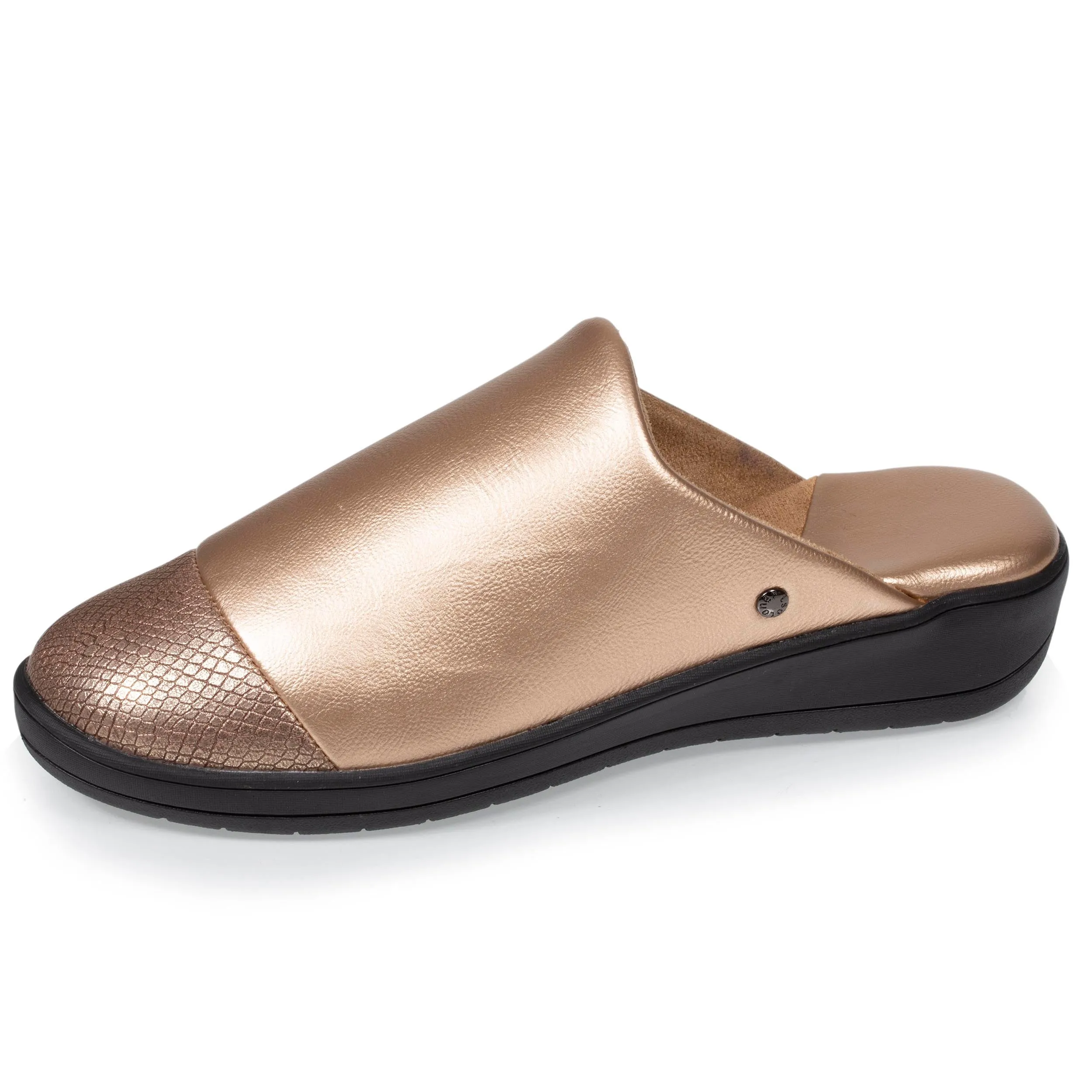 Chaussons mules talon Femme Doré