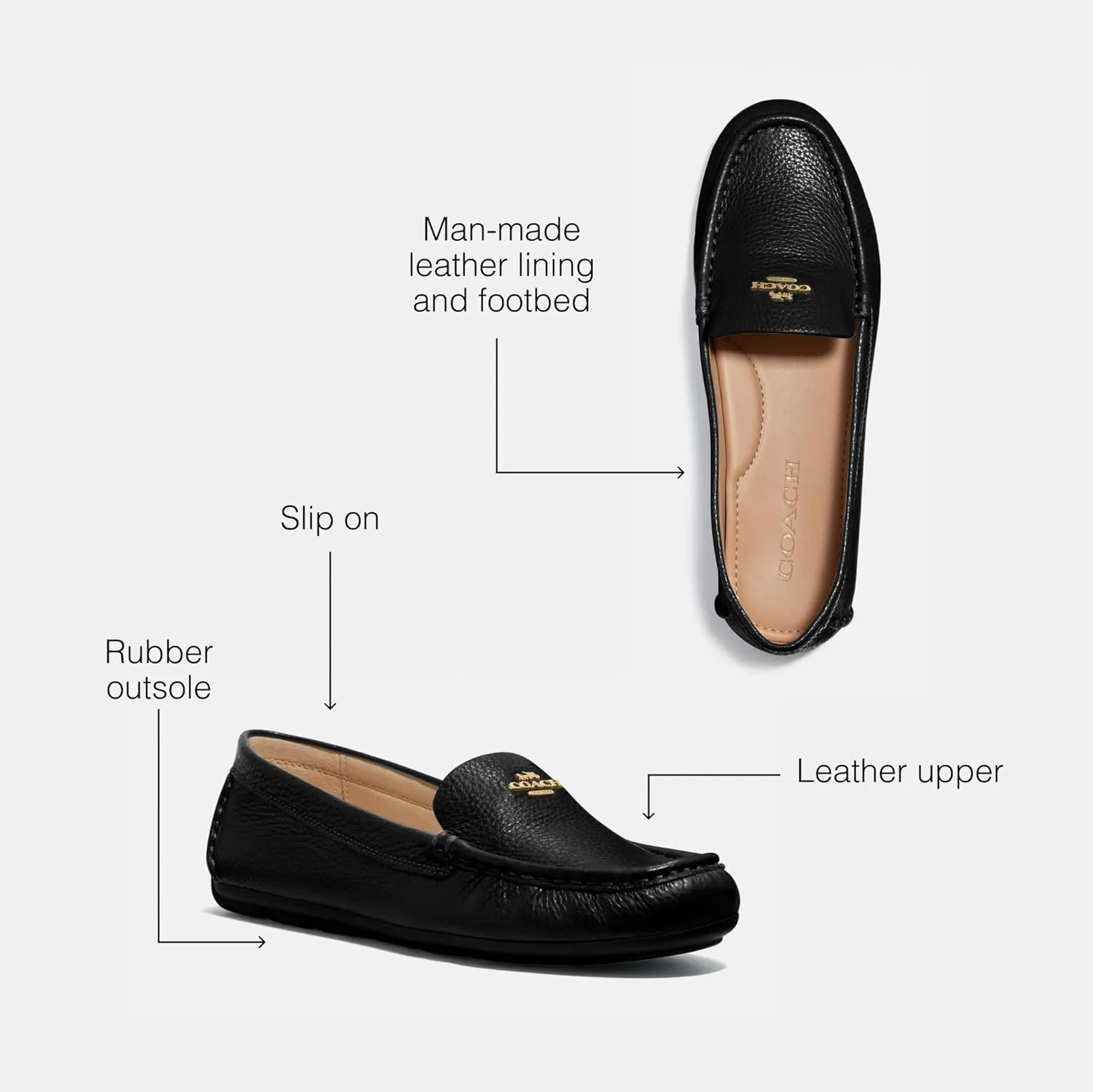 COACH Women's Marley Leather Driver Driving Style Loafer