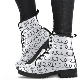 Combat Boots-Doodle Series 109, Vegan Leather