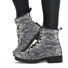 Combat Boots - Gray Camouflage Boots | Boho Shoes, Handmade Lace Up Boots, 90s Boots, 2000s Boots, Camouflage Boots, Hipster Boots
