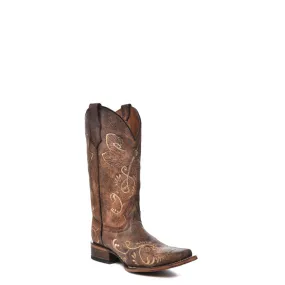 Corral Ladies Embroidery Antique Brass Cowhide Leather Cowgirl Boots