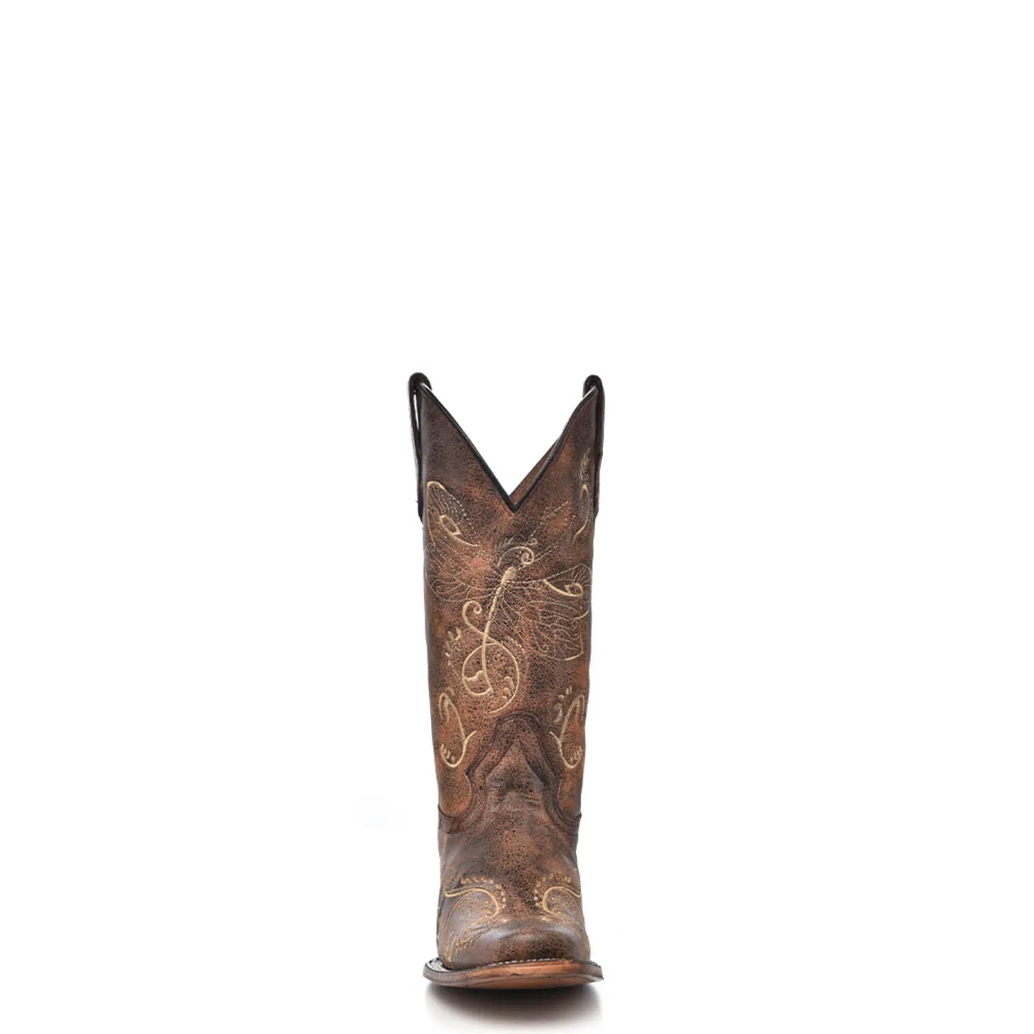Corral Ladies Embroidery Antique Brass Cowhide Leather Cowgirl Boots