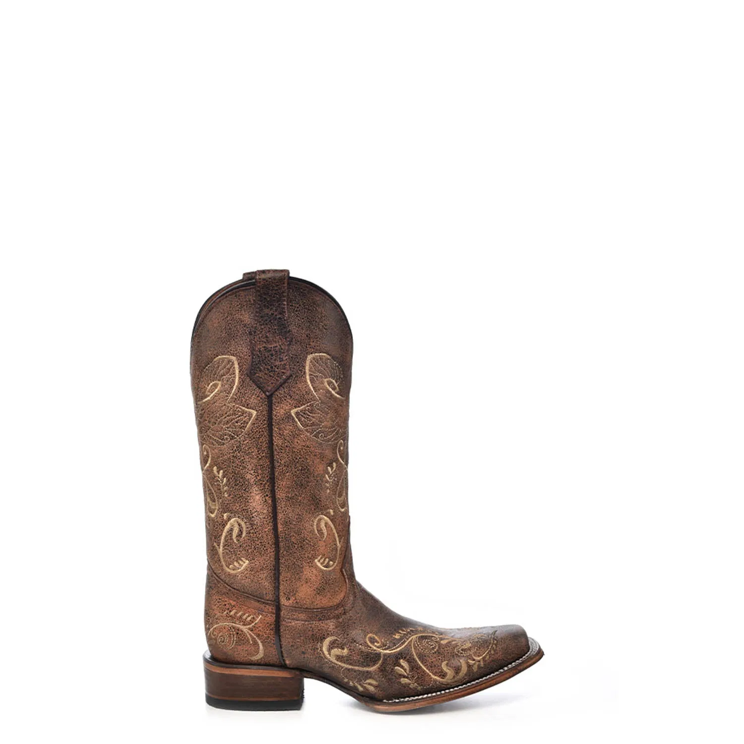 Corral Ladies Embroidery Antique Brass Cowhide Leather Cowgirl Boots