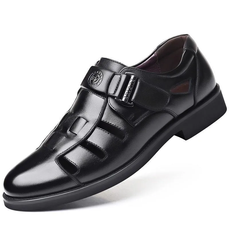 Cowhide Soft Breathable Hollow Sandals