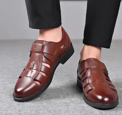 Cowhide Soft Breathable Hollow Sandals