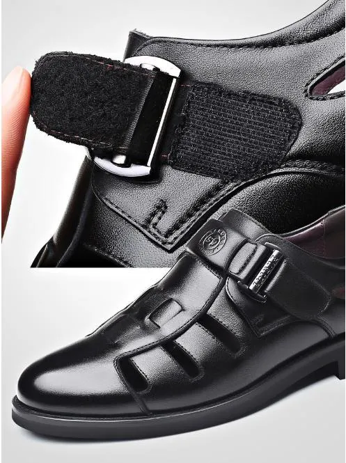 Cowhide Soft Breathable Hollow Sandals