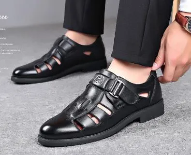 Cowhide Soft Breathable Hollow Sandals