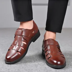 Cowhide Soft Breathable Hollow Sandals