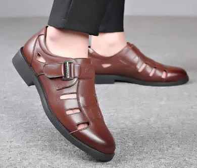 Cowhide Soft Breathable Hollow Sandals