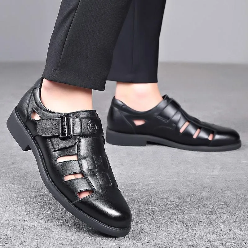 Cowhide Soft Breathable Hollow Sandals