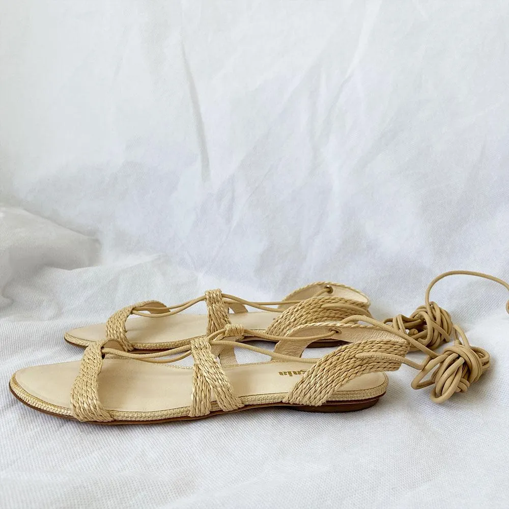 Cult Gaia Sandals Sienna woven raffia and leather sandals , 36.5