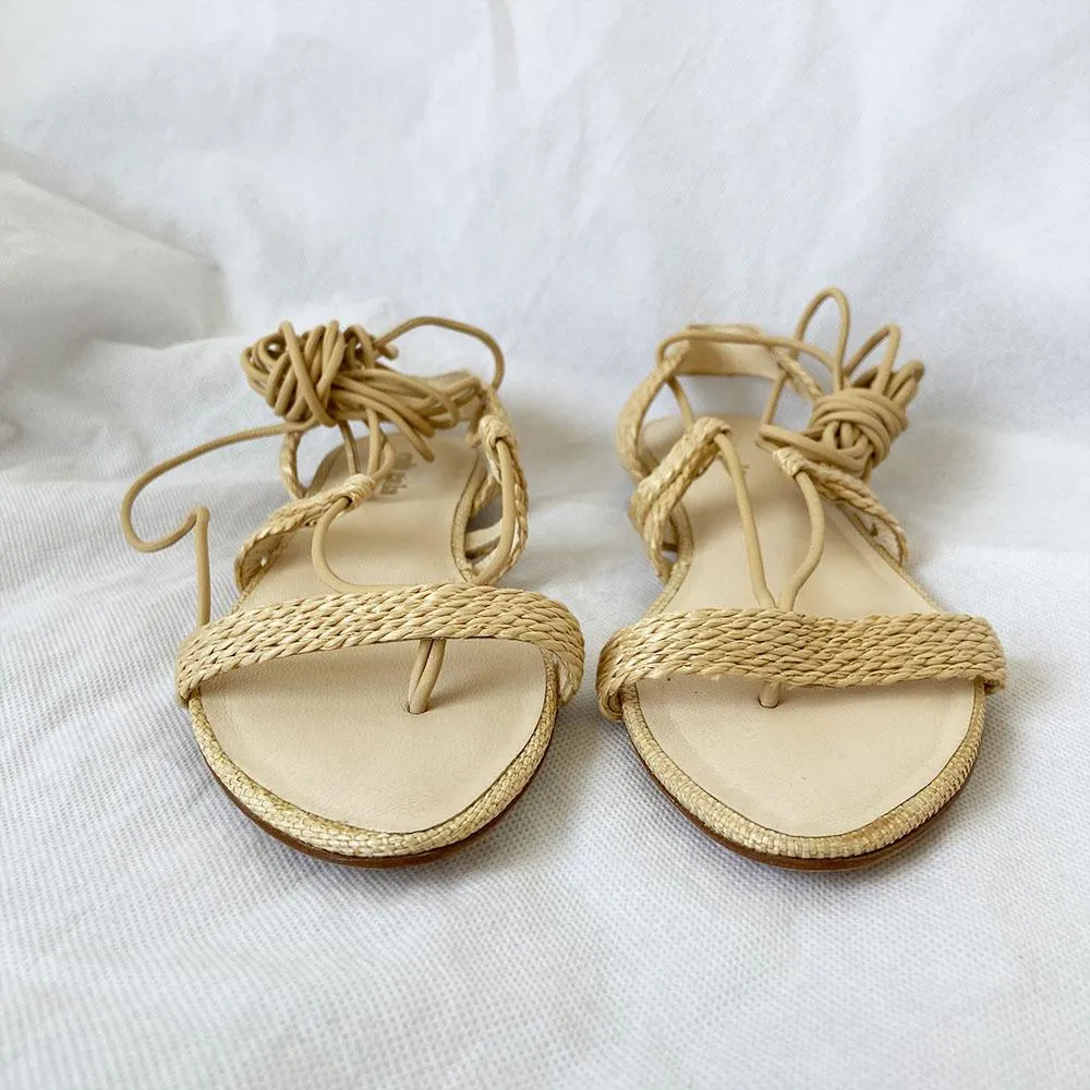 Cult Gaia Sandals Sienna woven raffia and leather sandals , 36.5