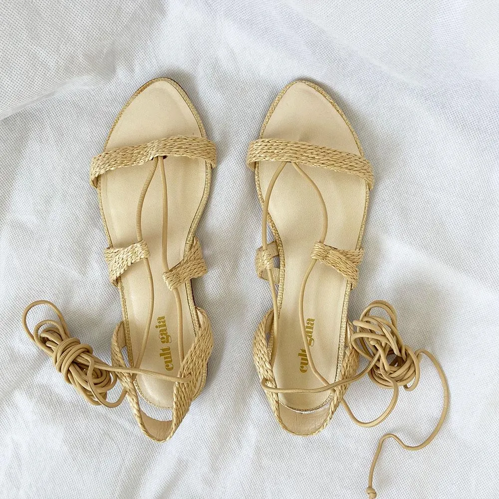 Cult Gaia Sandals Sienna woven raffia and leather sandals , 36.5