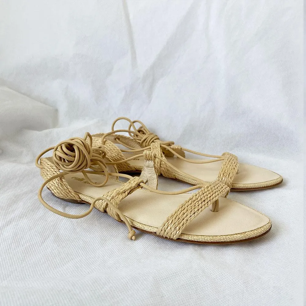 Cult Gaia Sandals Sienna woven raffia and leather sandals , 36.5