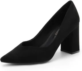 DREAM PAIRS Women’s High Chunky Closed Toe Block Heels Pointed Toe Wedding Party Elegant Slip On Pumps Shoes