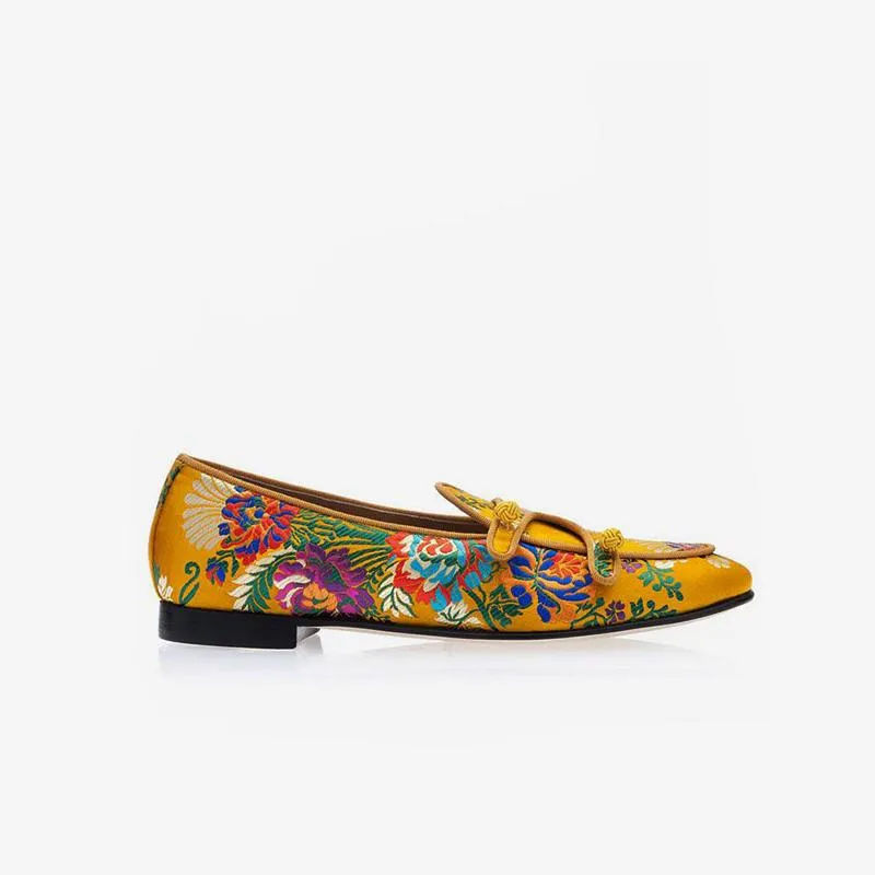 Embroidered Silk Loafers