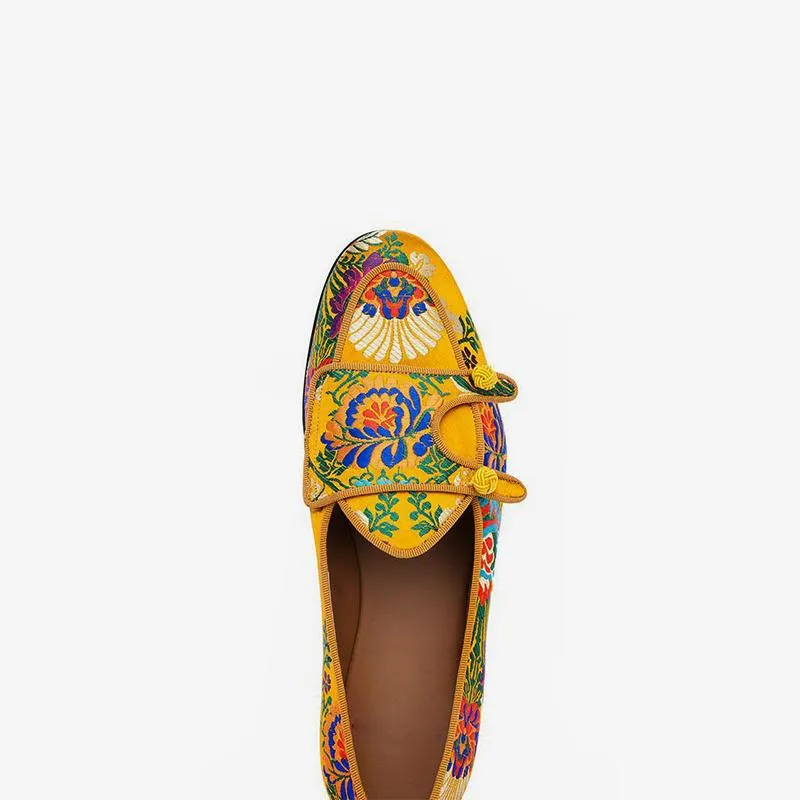 Embroidered Silk Loafers