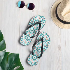 Flip Flops - Arabian Geometric Pointed Star in Red Sea colors