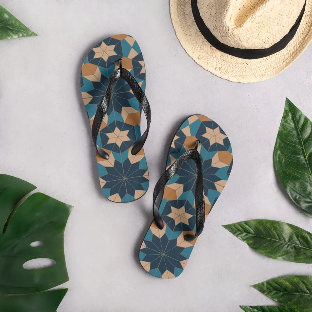 Flip-Flops - Geometric Star in Red Sea Blue