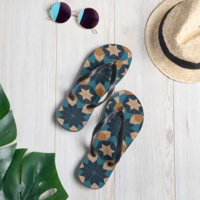 Flip-Flops - Geometric Star in Red Sea Blue