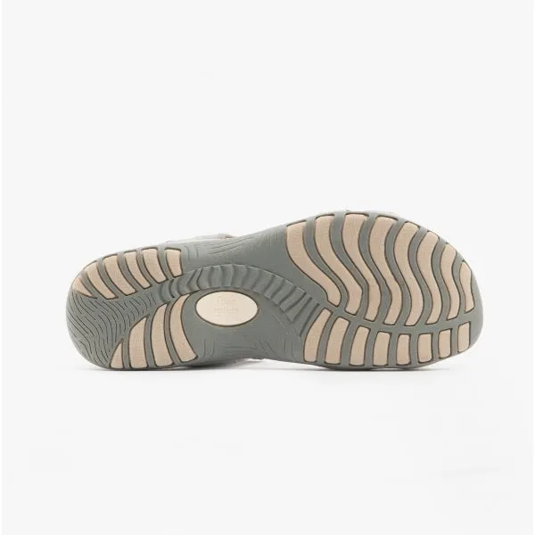 FRISCO Ladies Leather Touch Fasten Sandals Smoke