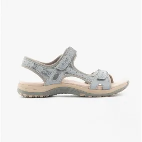 FRISCO Ladies Leather Touch Fasten Sandals Smoke