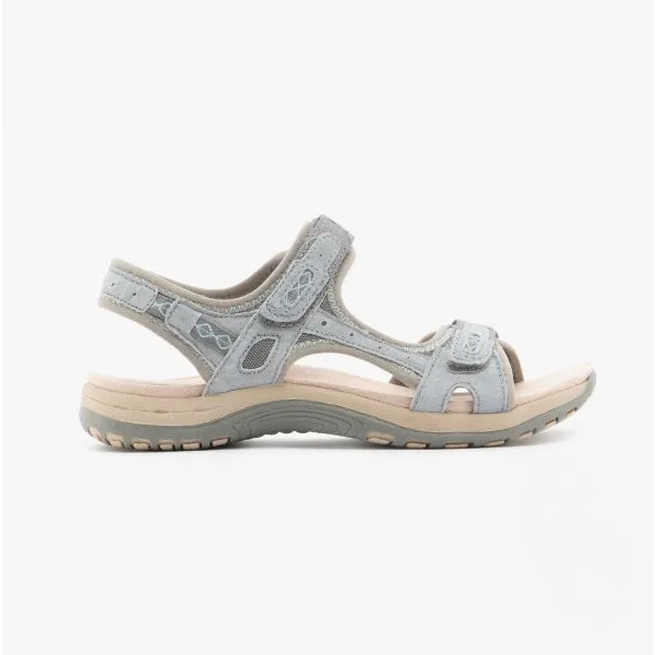 FRISCO Ladies Leather Touch Fasten Sandals Smoke