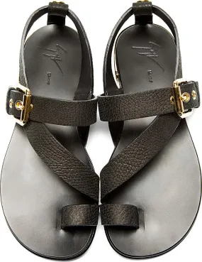 Giuseppe Zanotti Brown Leather Metal Sandal
