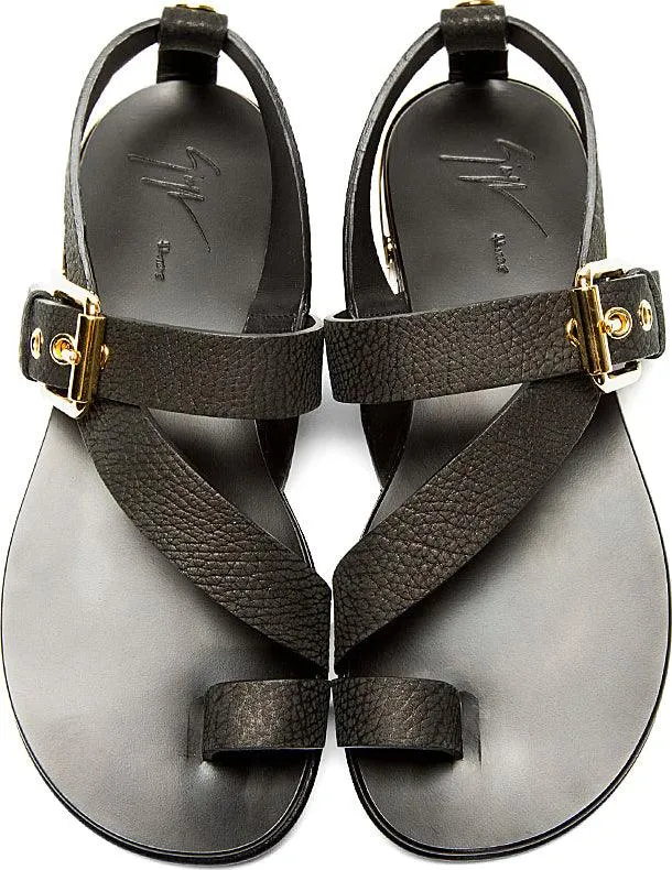 Giuseppe Zanotti Brown Leather Metal Sandal