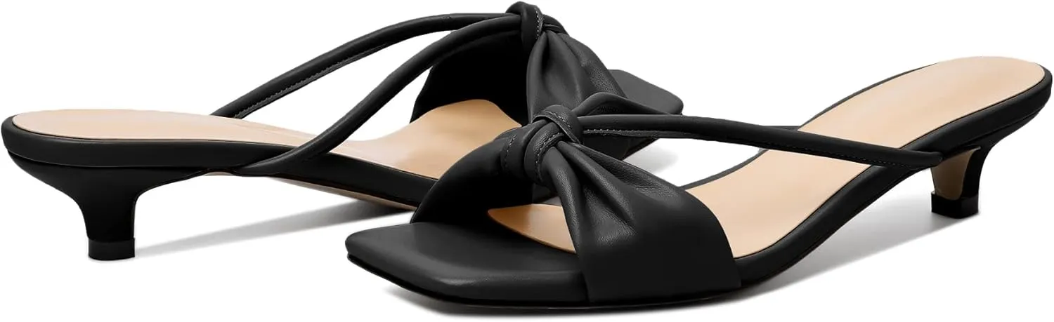 Joseywade Mules Heels for Women Low Kitten Heels Sandals Square Open Toe 1.4 Inches Fashion Summer Pumps Shoes Dress Party Event Prom Casual