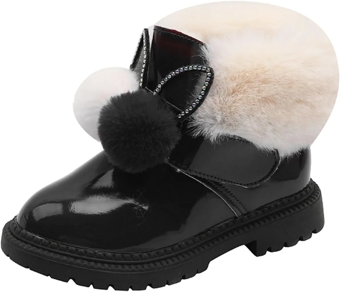 Kids Winter Boots Snow Boots for Girls Warm Cozy Fuzzy Non-Slip Comfy Cute Durable Outdoor Princess Faux Fur Lined Boots